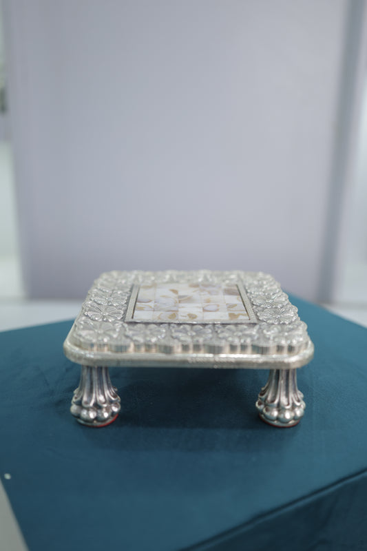 Floral Ishwar Aasan Silver Chowki