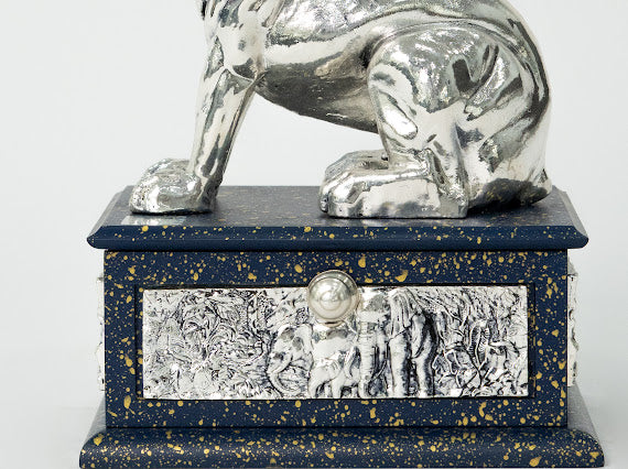 Silver Guardian Lion Storage Box
