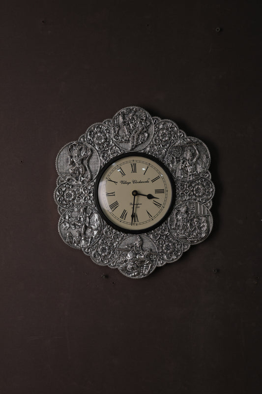 Shri Krishna Kalachakra Silver Wall Clock