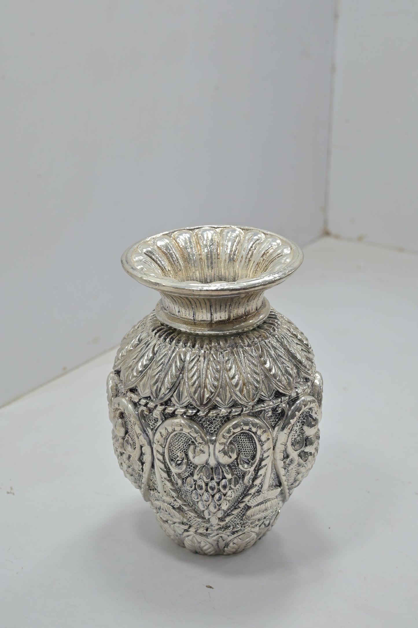 Heritage Carved Silver Vase