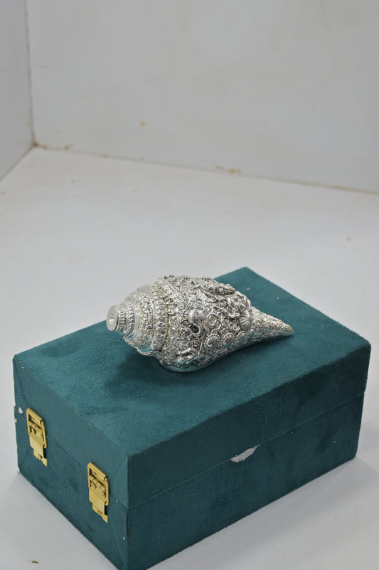 Royal Carved Silver Shankh