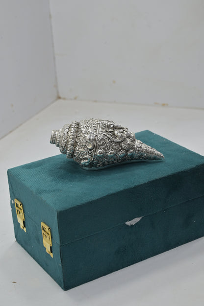 Royal Carved Silver Shankh