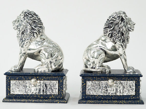 Silver Guardian Lion Storage Box
