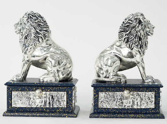 Silver Guardian Lion Storage Box