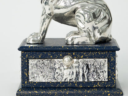 Silver Guardian Lion Storage Box